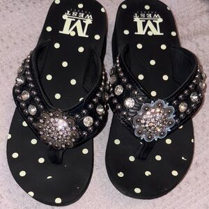 Montana West Black and Silver Sandals